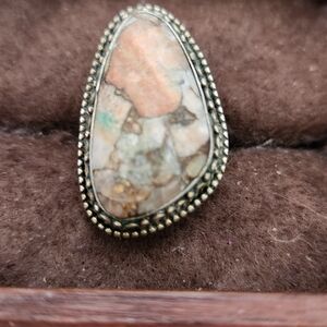 Brecated Jasper Sterling Silver Stone Ring 7.5